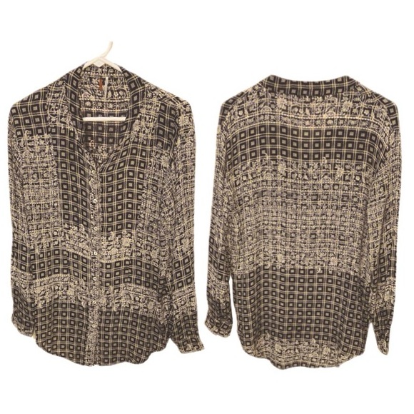 FREE PEOPLE Caravan Plaid &
Floral Boho Style Relaxed Fit 100% Rayon Top Sz XS - Picture 2 of 3